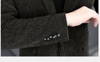 Blazer Autumn/Winter Golden Sable Velvet and Cotton Thickened Thermal Small Suit Fashion Business Men's Slim Blazer