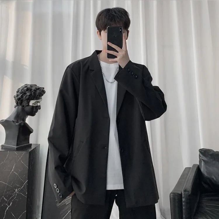 Men Korean Style Casual Blazer 2026 Spring Autumn Wrinkle Free Trendy Ins Couple Jacket Fashion Suit Coat