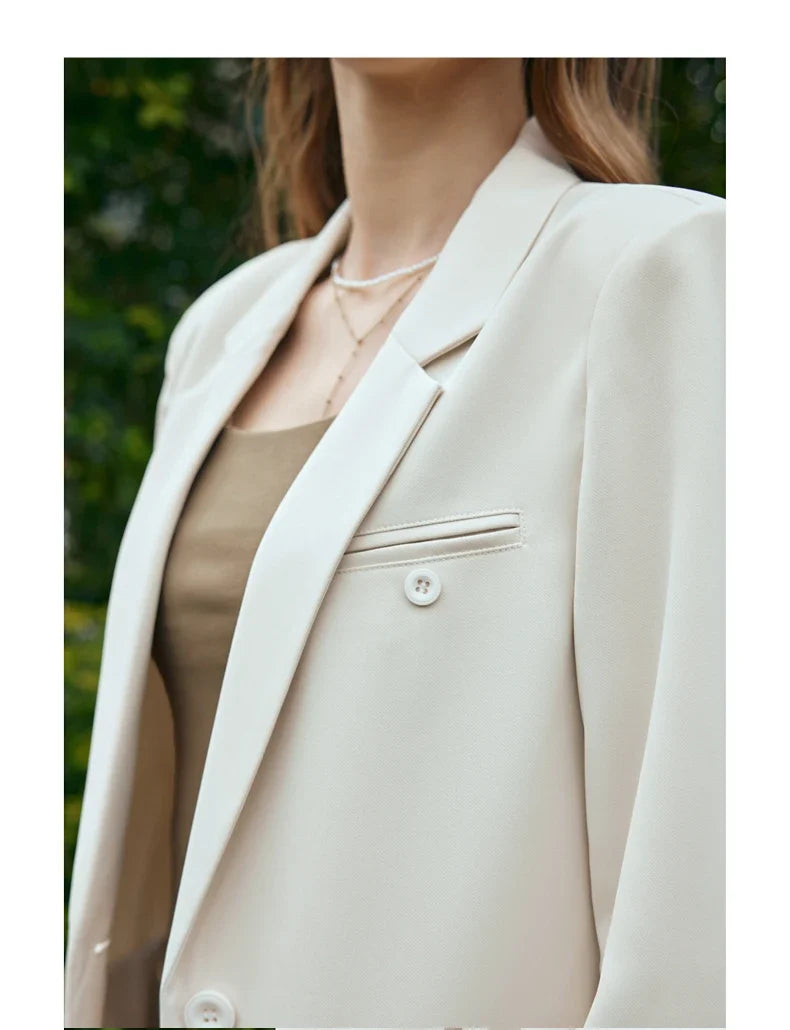 Formal Style Womens Blazers 2026 Spring Office Wear Solid Notched Collar Three Quarter Sleeve Outercoat G24CW89889