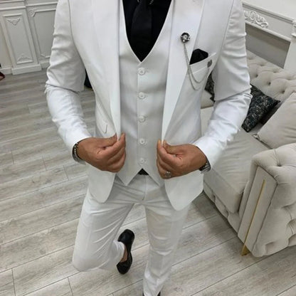 3 Piece Men's Wedding Suit Slim Fit Peak Lapel Blazer Groom Tuxedos Formal Male Suit For Party Prom(Jacket+Vest+Pants)Men Outfit
