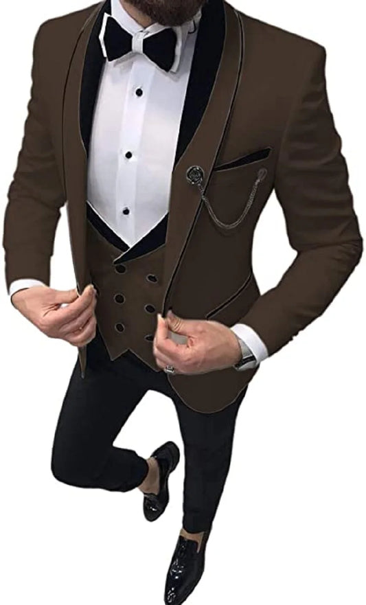 Costume Homme 3 Pieces Slim Fit Wedding Men Suit Tuxedos Groom Wear Prom Blazer Terno Masculino Jacket+Pant+Vest