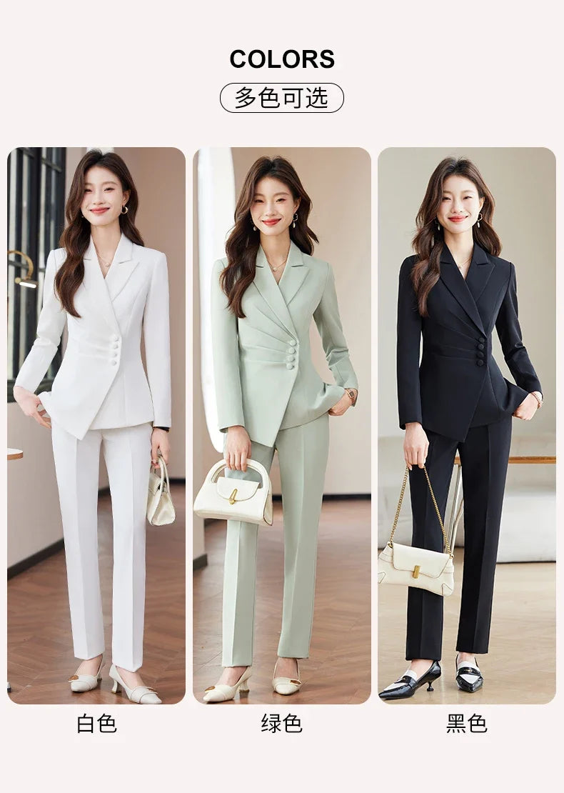 Fashionable Business Women's Clothing, Boutique Long-Sleeved Two-Piece Pants + Blazer, New Style in 2025
