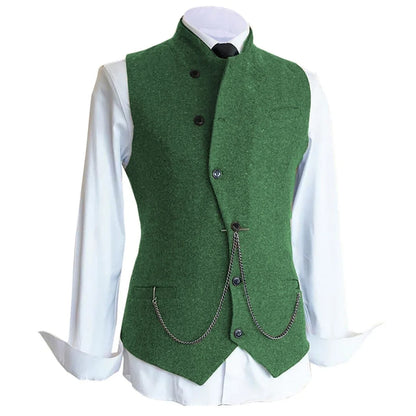 Men's Herringbone Suit Vest – Single Breasted Formal Waistcoat for Wedding & Events