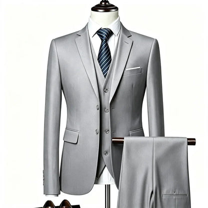 Men's 3 Pieces Suit Elegant Solid Slim Fit Single Breasted Party Blazer Vest Pants Set