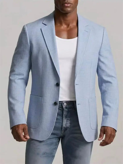 Men's Linen Suit Jacket Summer Thin Breathable Blazers Lapel Single-breasted Business Man Clothes Blazer Wedding Office Coat
