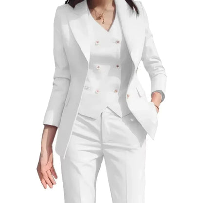 Fashion Luxury Women Suit 3 Pieces Formal Slim Fit Female Women Custom Made Office Work Wear Set Jacket Vest With Pants