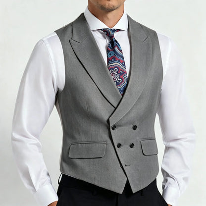 Men's Formal Vest Double Breasted Waistcoat for Weddings Banquets and Business