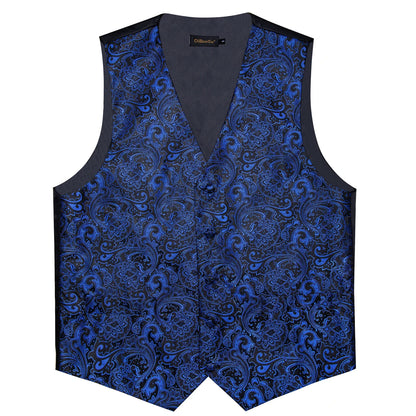Men's Paisley Waistcoat Set – Single Breasted Formal Vest with Necktie and Pocket Square for Weddings and Business Events