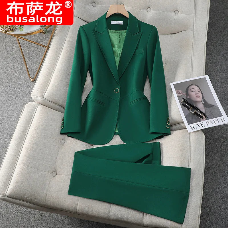 2025New Spring and Autumn High-End Manager Professional Formal Suit, High-End Women's Suit Set, Elegant Workwear, Slim Fit