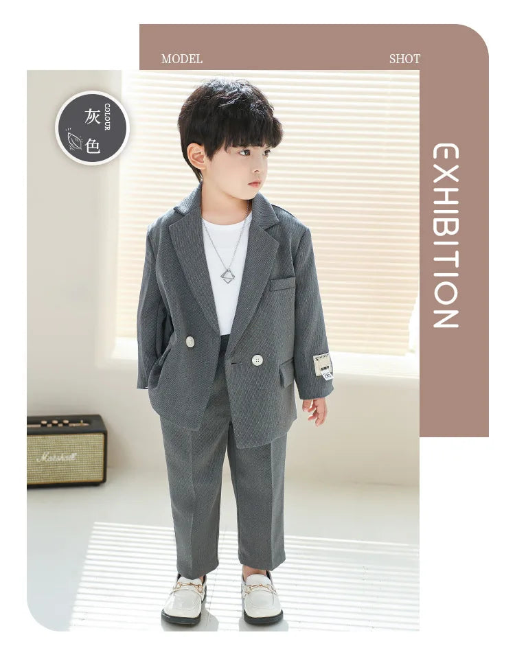 Boys Double Breasted Blazer Jack Vest Pants Children Suit Waistcoat Wedding Clothes Set Toddler Formal Dress Kids Tuxedos Outfit