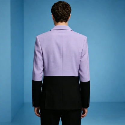 Men's Linen Color Block Blazer Double Breasted Notch Lapel Lightweight summer Sport Coat Fashion Jacket for Party & Streetwear