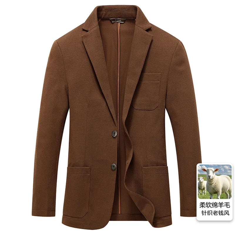 Men's Wool Blend Smart Casual Blazer – Spring & Autumn Outerwear