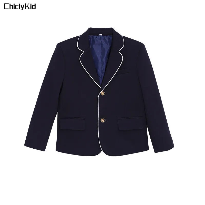 Kids Japanese Navy Jacket Suit Dress School Uniforms Girls British Boys Blazer Formal Outfits Chidren Student Clothes Class Sets