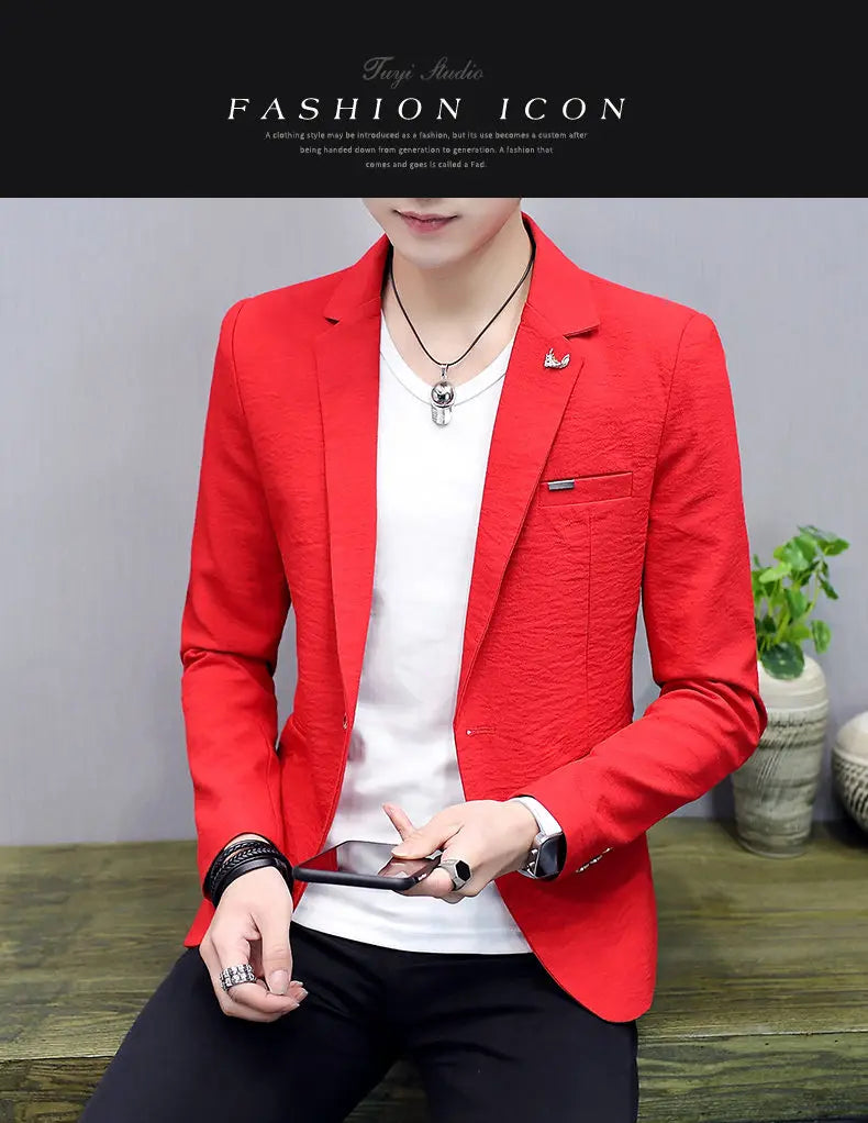 Blazer: Outdoor Fashion, Business-style, Gentleman's Wedding Host, Campus Casual, Relaxed, Korean-style, Youthful Men's Blazer