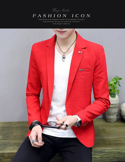 Blazer: Outdoor Fashion, Business-style, Gentleman's Wedding Host, Campus Casual, Relaxed, Korean-style, Youthful Men's Blazer