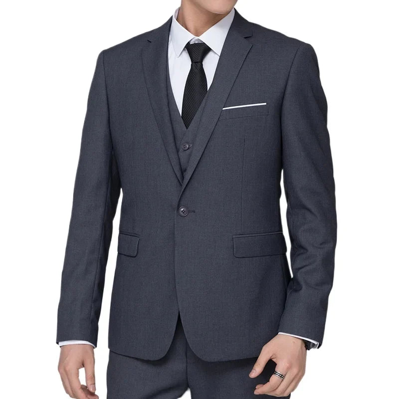 Men's Smart Casual Suit – Single Breasted Business Formal Set for Weddings & Performances