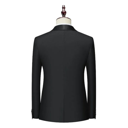 KIDWHXR Men Blazer British Style Solid Color Patchwork Turn Down Collar Male Suit Coat Single-breasted Wedding Man Outerwear
