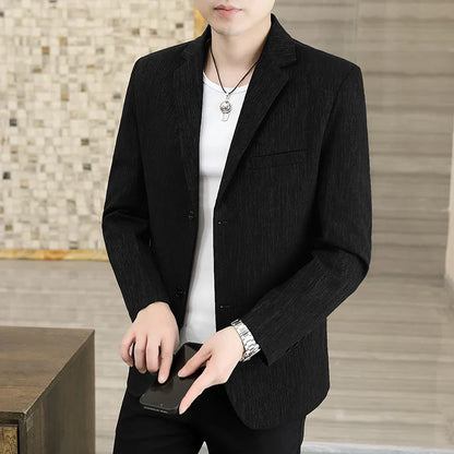 Blazer Men's Business Gentleman Korean Wedding Fashion Trend, Slim Fit, Breathable, Striped, Versatile, High-end Casual Blazer