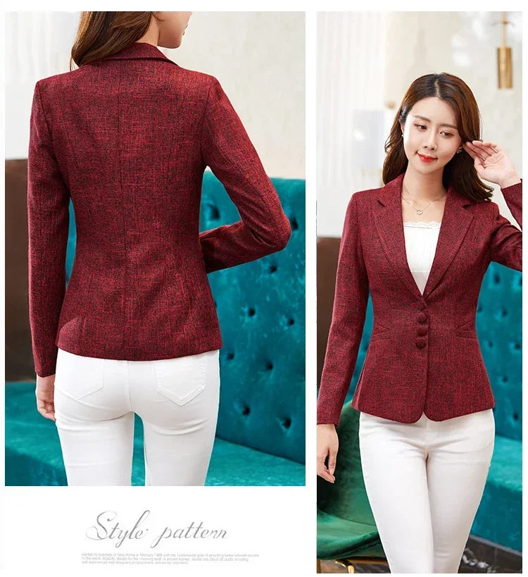 Fashion Women Blazers Jackets Work 2025 Office Lady Suit Slim Single Breasted Business Female Blazer Coats Formal Veste Femme