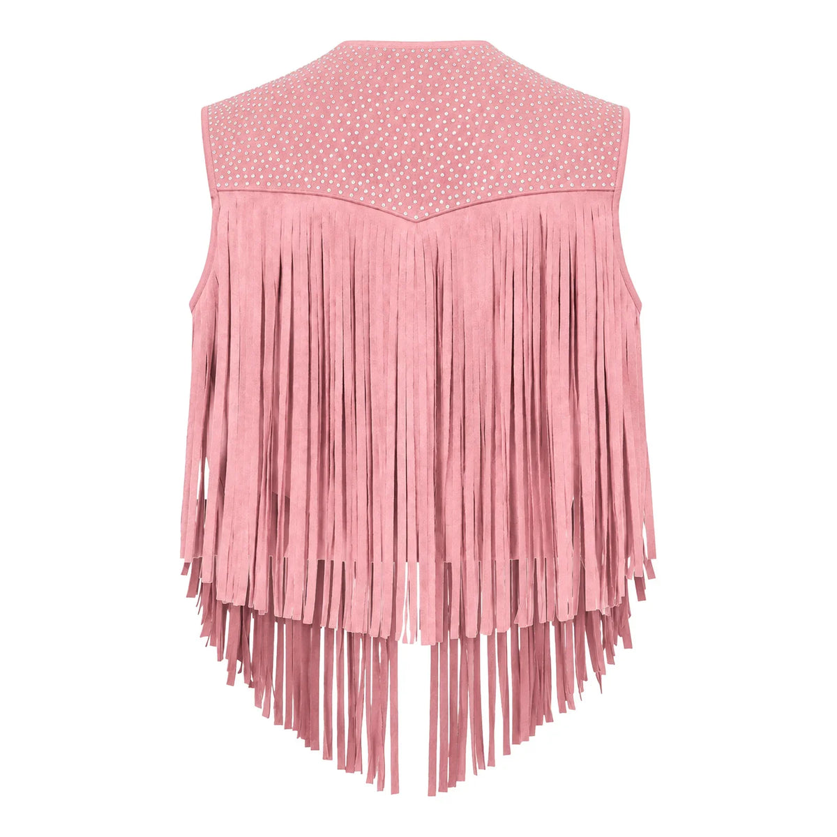 Women's Faux Suede Tassels Vest Waistcoat Western Cowgirl Hippie Costume Sleeveless Fringed Waistcoat for Halloween Party Outfit