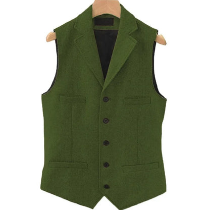 Men's Herringbone Vest – Single Breasted Waistcoat for Wedding & Formal Occasions