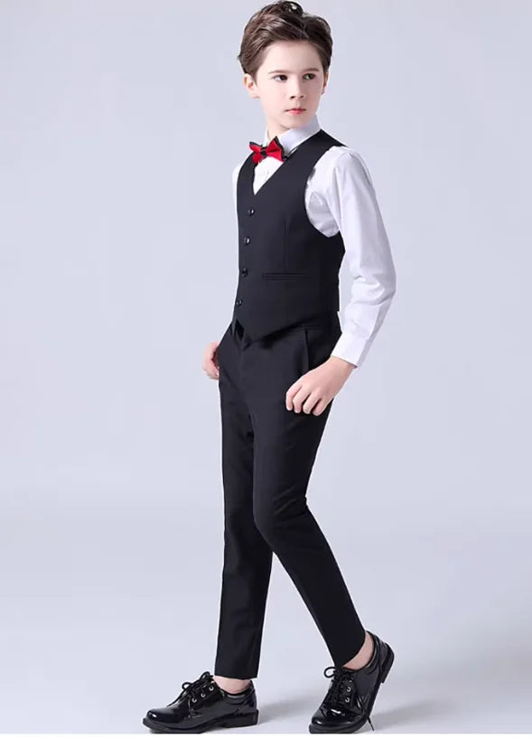 School Kids Piano Host Performance Suit Set Flower Boys Wedding Dress Spring Children's Birthday Party Photography Costume