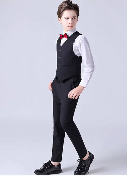 School Kids Piano Host Performance Suit Set Flower Boys Wedding Dress Spring Children's Birthday Party Photography Costume