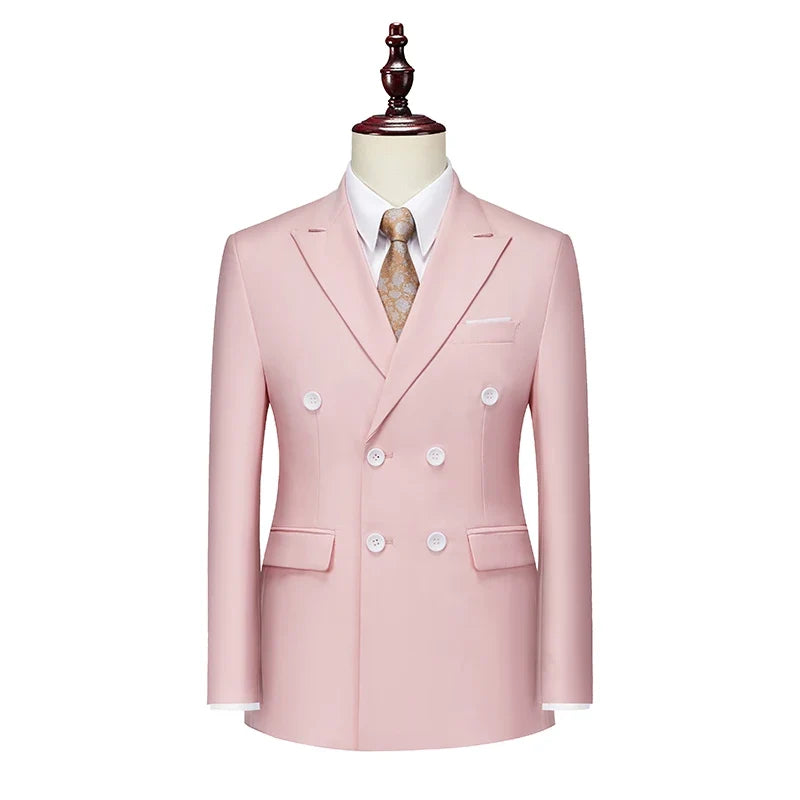 Male Blazer Men's Fashion Business Handsome British Style Casual Slim Solid Color Wedding Work Four Season Style Blazers M-6XL