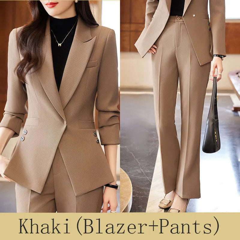 Women's Autumn New Fashion Professional Suit Matching Set 2023 Korean Elegant Casual Blazer Coat Pants Two-piece Female Clothing