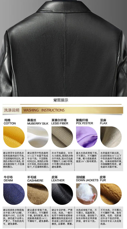 Genuine Leather Jacket Men's Sheepskin Suit Collar Midlife Leather Coat Business Casual Western Style Men's Single-Breasted Top