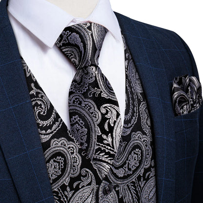 Men's Suit Vest and Tie Set – Single Breasted Waistcoat with Necktie and Pocket Square for Weddings and Business Events