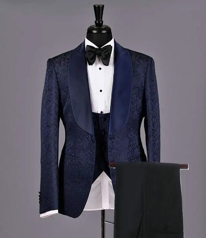Navy Blue Fashion Design Costume Homme Party Mens Suits Wedding Suits For Men Terno Masculino Slim Fit Tuxedos Groomsman