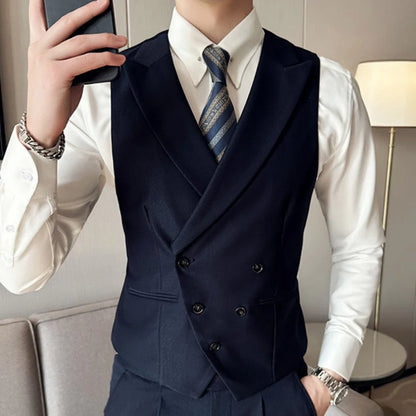 Men's Formal Vest Double Breasted Lapel Waistcoat for Weddings & Business