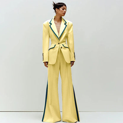 Women's Suit Slim Fit Two Piece(Blazer+Flare Trousers) Pants Set Professional Business Workwear Daily Outfit Suits for Ladies