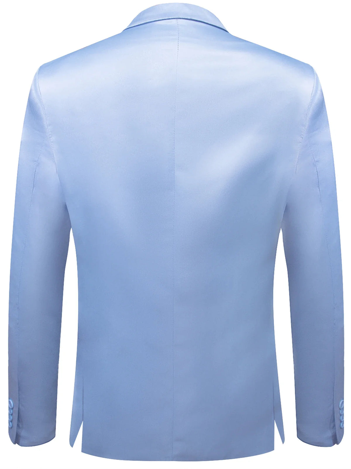 Light Sky Blue Solid Satin Men Blazer Jacket, Notch Lapel Two Button Slim Formal Coat for Wedding Prom Evening Events