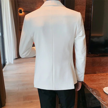 2022 Classic Green Blue Jacket Uniform Groom Tuxedos Mens Wedding Suits Peaked Lapel Man Business Blazer Groomsmen Prom Dress
