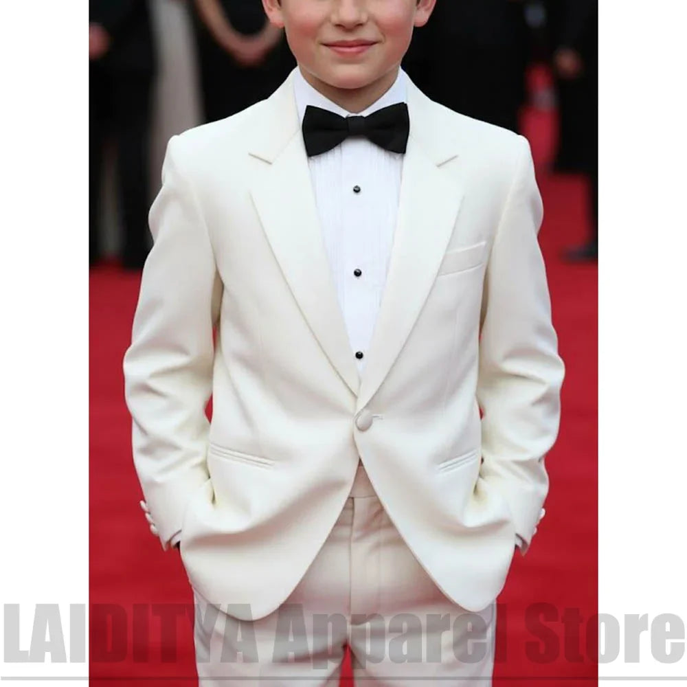 Fashion Boys Two Piece Suit Notch Lapel One Button Tuxedo Kids Wedding Page Boy Gala Evening Birthday Formal Party Outfit