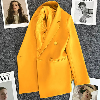 Women's Spring Autumn 2026 Commuter Style Small Suit Jacket Double Row Buttons White Versatile Polyester Fiber Fashion