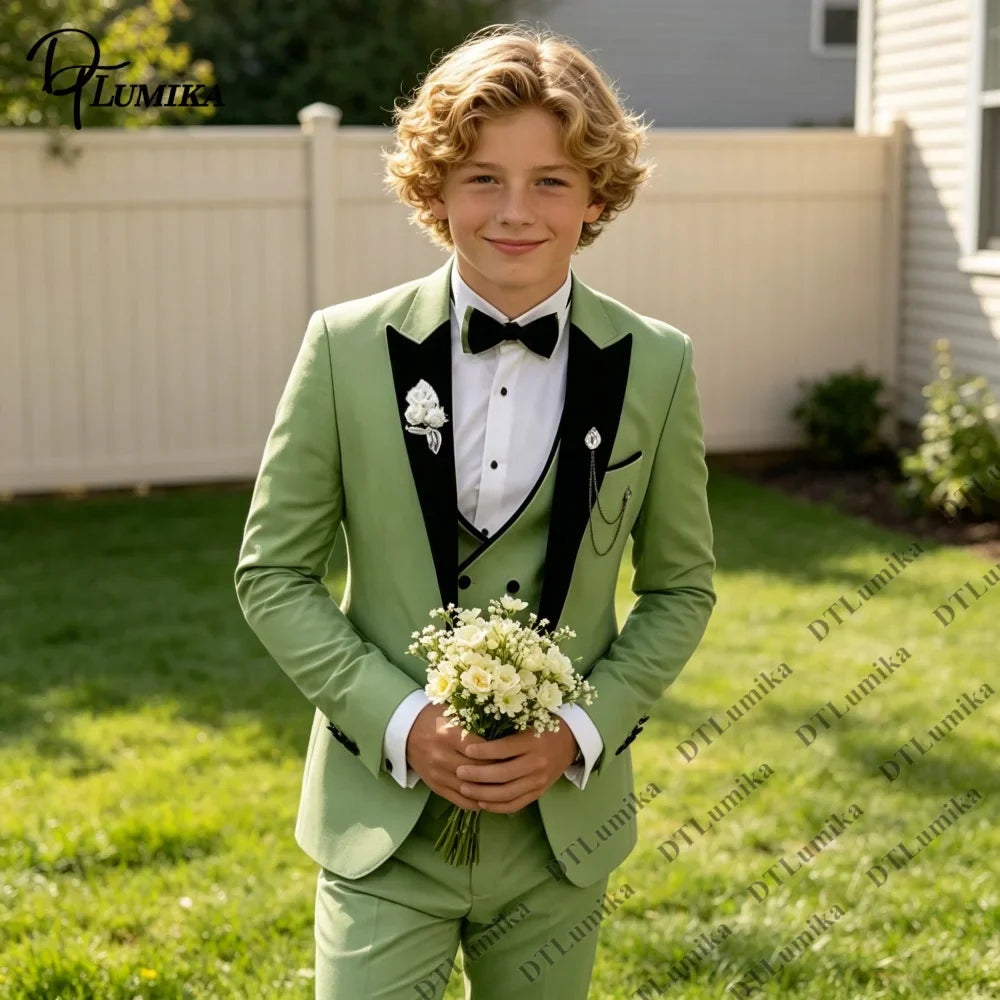 2026 Homecoming Suit for Boys 3T-14T 4 Pieces Jacket Vest Pants Bowtie Wedding Guest Suits Boy's Formal Costume Toddler Suits
