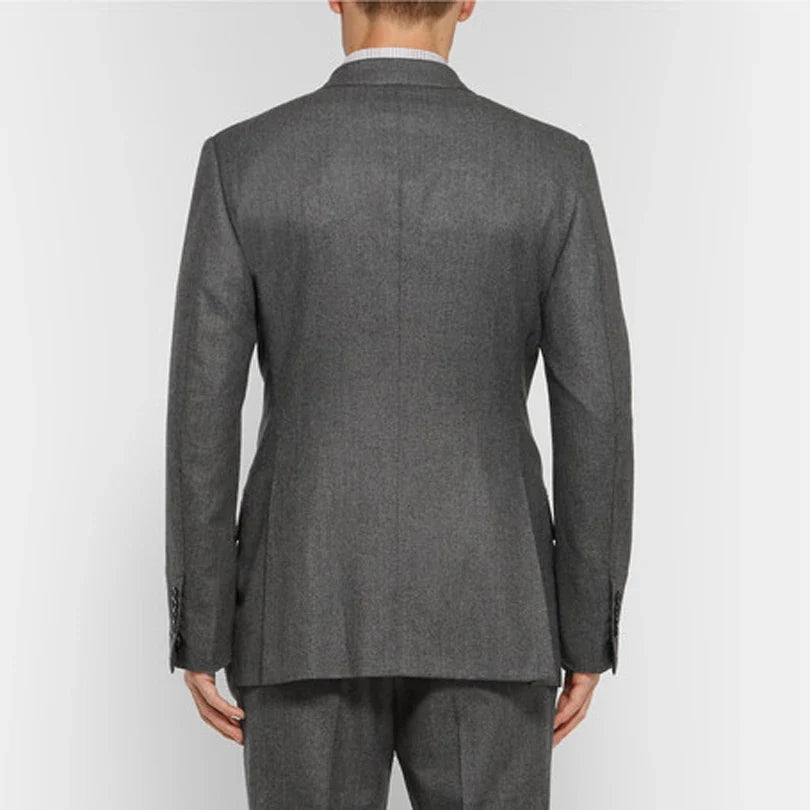 Smart Casual Gray Men's Suit Notch Lapel Two Buttons Jacket Pants Groom Wedding Prom Dinner Tuxedos Business 2-Piece Suits Set