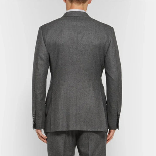 Smart Casual Gray Men's Suit Notch Lapel Two Buttons Jacket Pants Groom Wedding Prom Dinner Tuxedos Business 2-Piece Suits Set