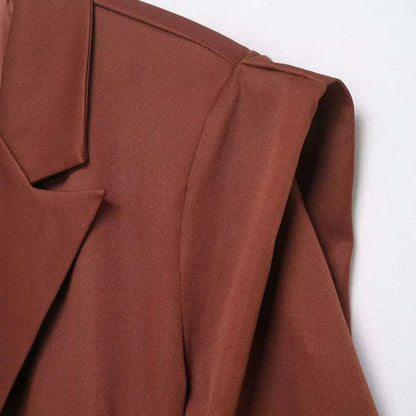 Spring Autumn New Women Blazer Notched Collar Single Button Flying Sleeve Solid Color High-End Elegant Fashion Coat HK18181