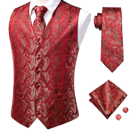 Men's Vest Suit Set – Champagne Gold Paisley Waistcoat for Weddings & Formal Events