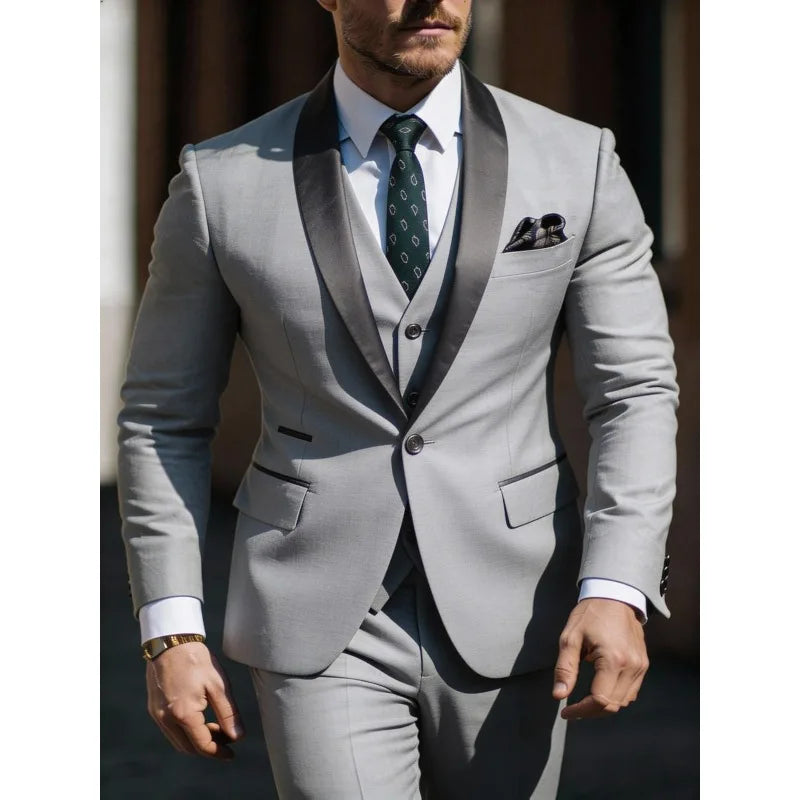 Costume 3 pièces pour homme veste gilet pantalon, Costumes de mariage d'affaires pour hommes pour bal de promo Musculaires costumes de mariage pour hommes