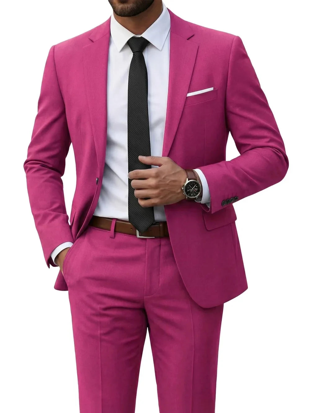 Hot Sale Man Suit Set 2 Pieces Jacket Pants Business Outfit Notched Lapel Casual Men's Regular Fit Tuxedo Wedding Guest Clothes