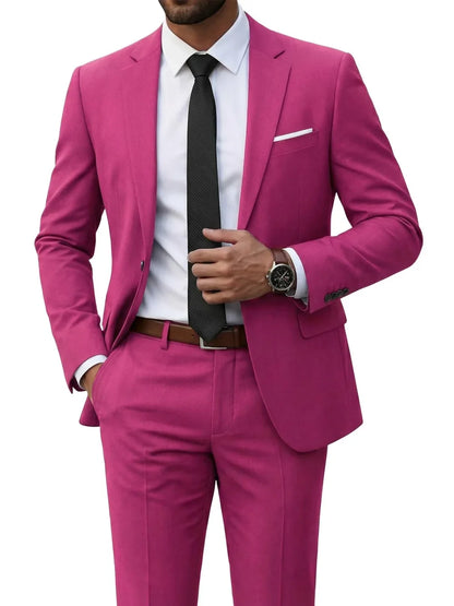 Hot Sale Man Suit Set 2 Pieces Jacket Pants Business Outfit Notched Lapel Casual Men's Regular Fit Tuxedo Wedding Guest Clothes