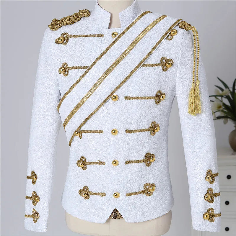 Blazer Sequined Performance Outfit for Outdoor Casual Male Banquet Guest Band Rock Singer Clothing Stand-up Collar Men's Blazer