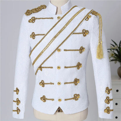 Blazer Sequined Performance Outfit for Outdoor Casual Male Banquet Guest Band Rock Singer Clothing Stand-up Collar Men's Blazer