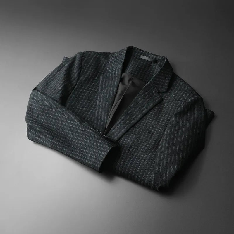2026 Striped Casual Business Suit Jacket for Men High Quality Slim Fit Office Social Blazers Wedding Host Formal Coats M-4XL
