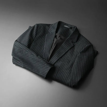 2026 Striped Casual Business Suit Jacket for Men High Quality Slim Fit Office Social Blazers Wedding Host Formal Coats M-4XL
